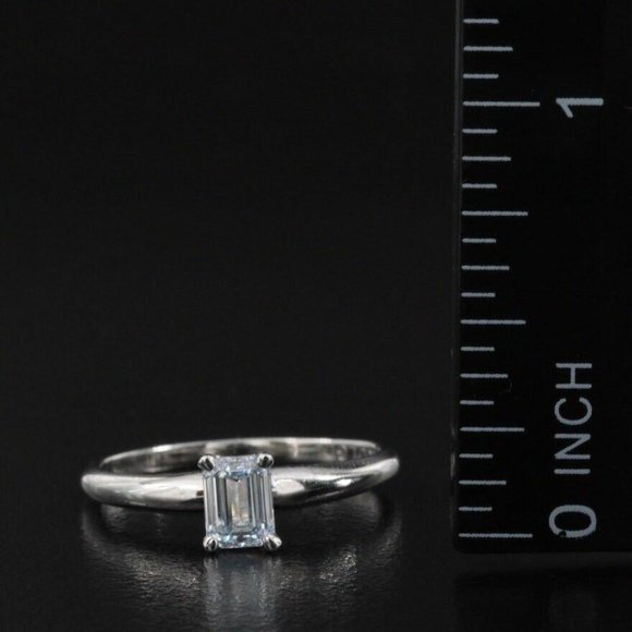 Size 7 14K White Gold 0.55 ct Lab Grown Emerald Cut Diamond Ring - Picture 2 of 7